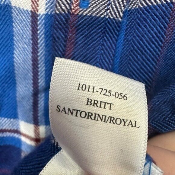 Rails Britt Women's S Cap Sleeve Top Santorini Royal Blue Plaid Button Down Soft - Picture 8 of 8